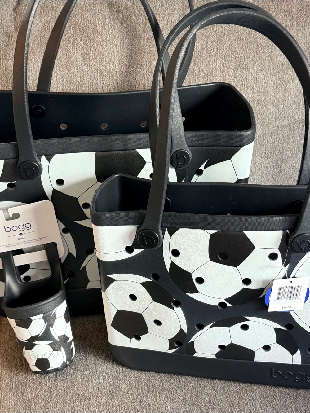 BOGG BAG Kids Soccer Print Tote in Black and White